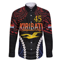 Kiribati 45th Anniversary Independence Day Family Matching Off Shoulder Maxi Dress and Hawaiian Shirt Since 1979 LT9 Dad's Shirt - Long Sleeve Black - Polynesian Pride