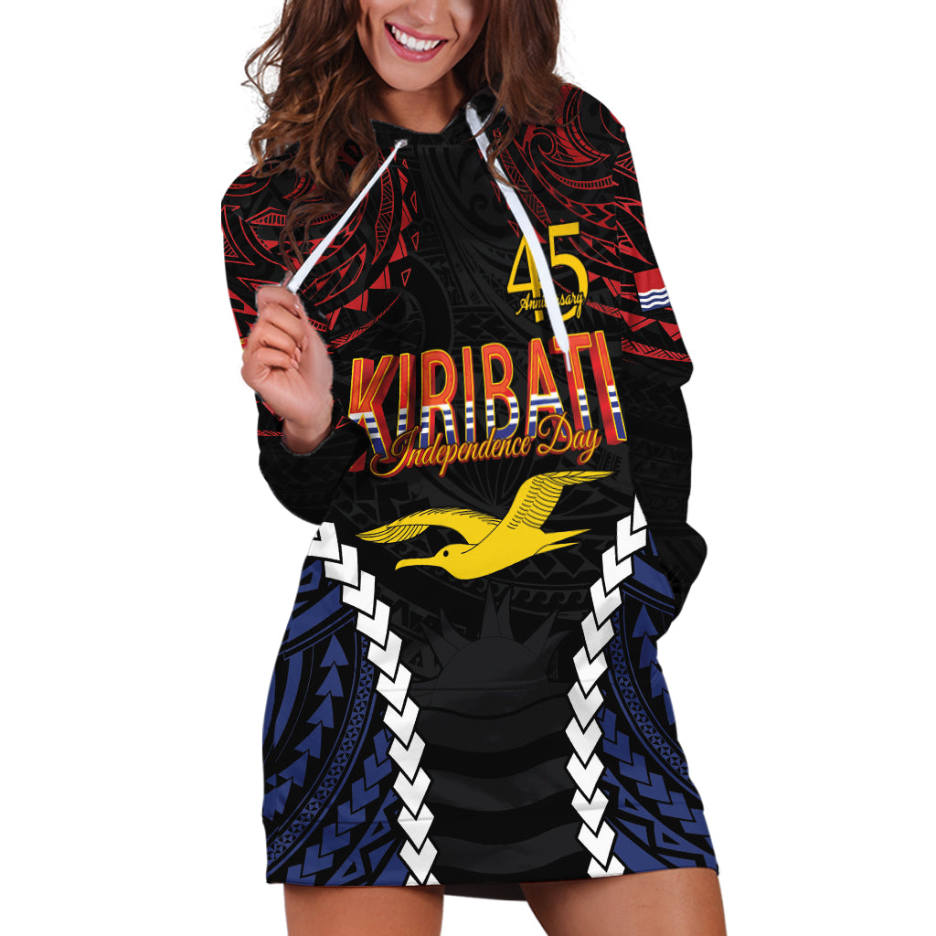 Kiribati 45th Anniversary Independence Day Hoodie Dress Since 1979 LT9 Black - Polynesian Pride