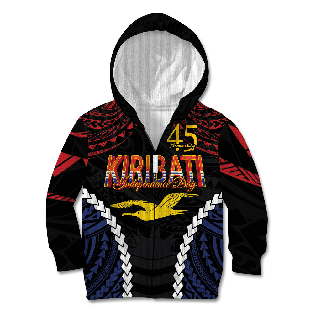 Kiribati 45th Anniversary Independence Day Kid Hoodie Since 1979 LT9 Zip Hoodie Black - Polynesian Pride