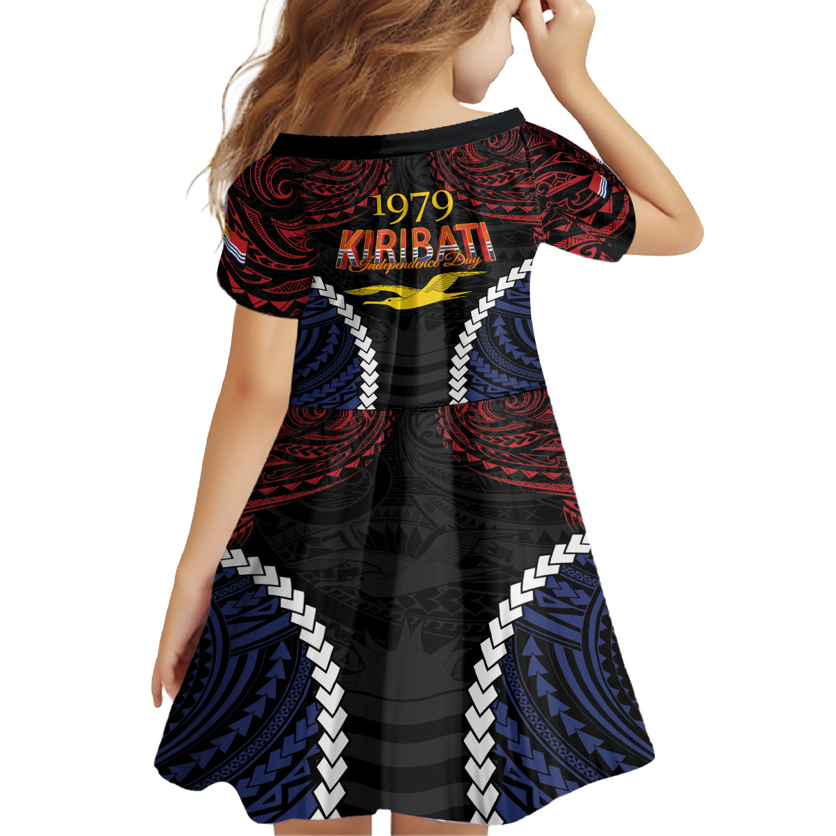 Kiribati 45th Anniversary Independence Day Kid Short Sleeve Dress Since 1979 LT9 - Polynesian Pride