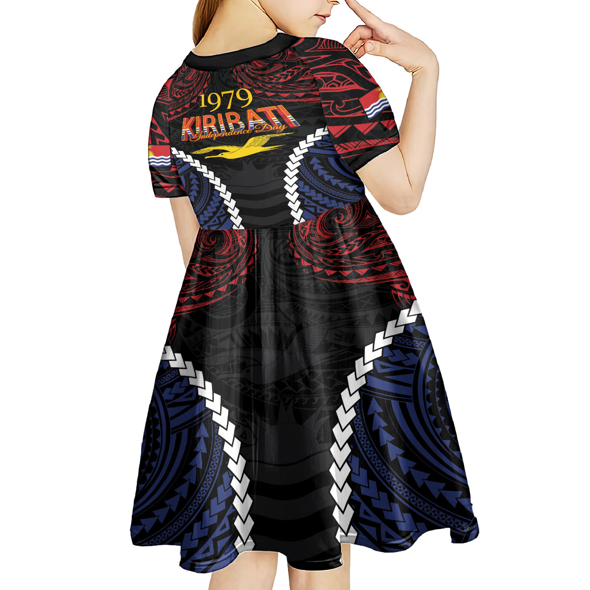 Kiribati 45th Anniversary Independence Day Kid Short Sleeve Dress Since 1979 LT9 - Polynesian Pride