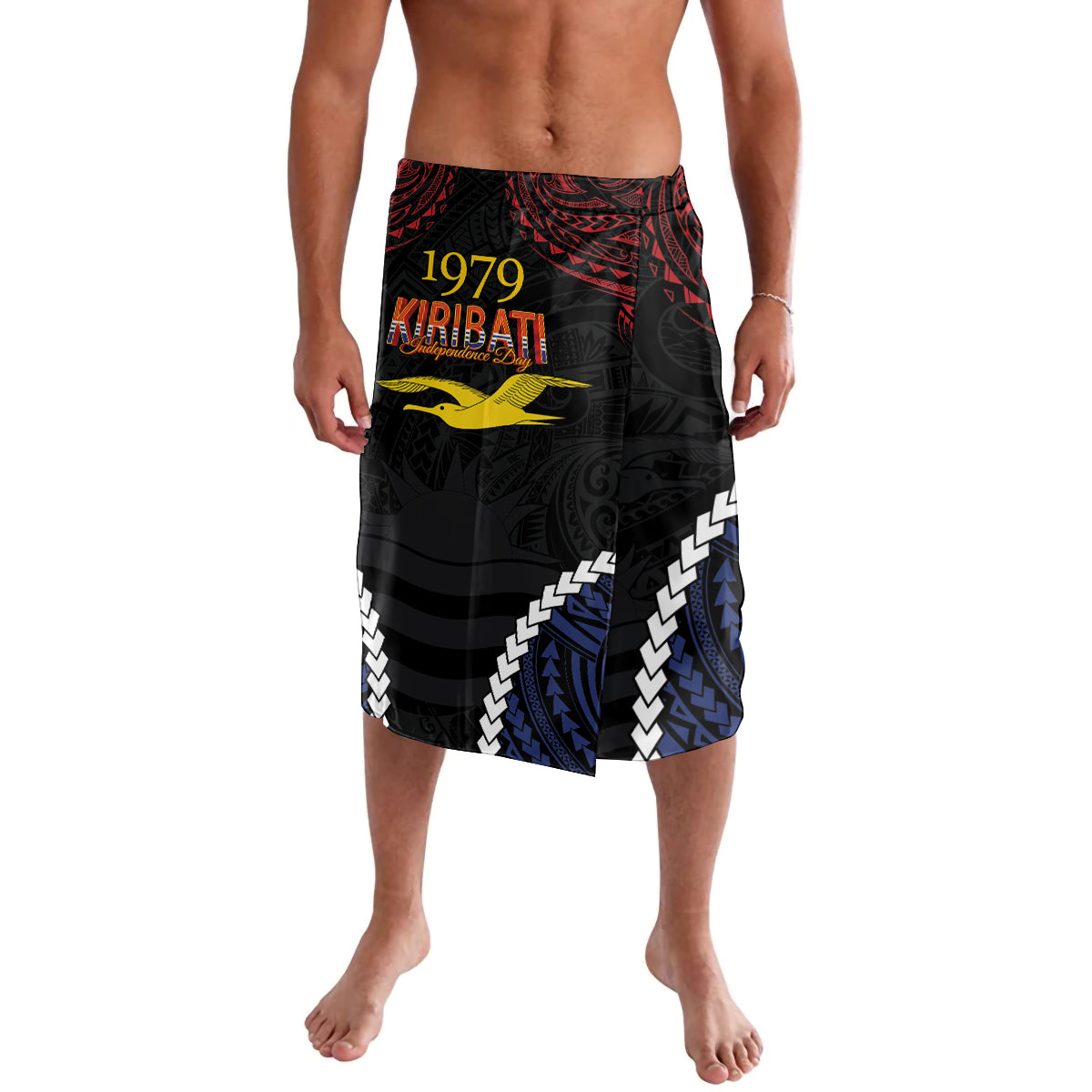 Kiribati 45th Anniversary Independence Day Lavalava Since 1979 LT9 Black - Polynesian Pride