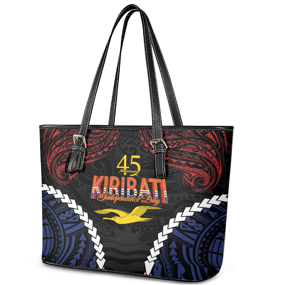 Kiribati 45th Anniversary Independence Day Leather Tote Bag Since 1979 LT9 - Polynesian Pride