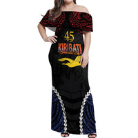 Kiribati 45th Anniversary Independence Day Off Shoulder Maxi Dress Since 1979 LT9 Women Black - Polynesian Pride