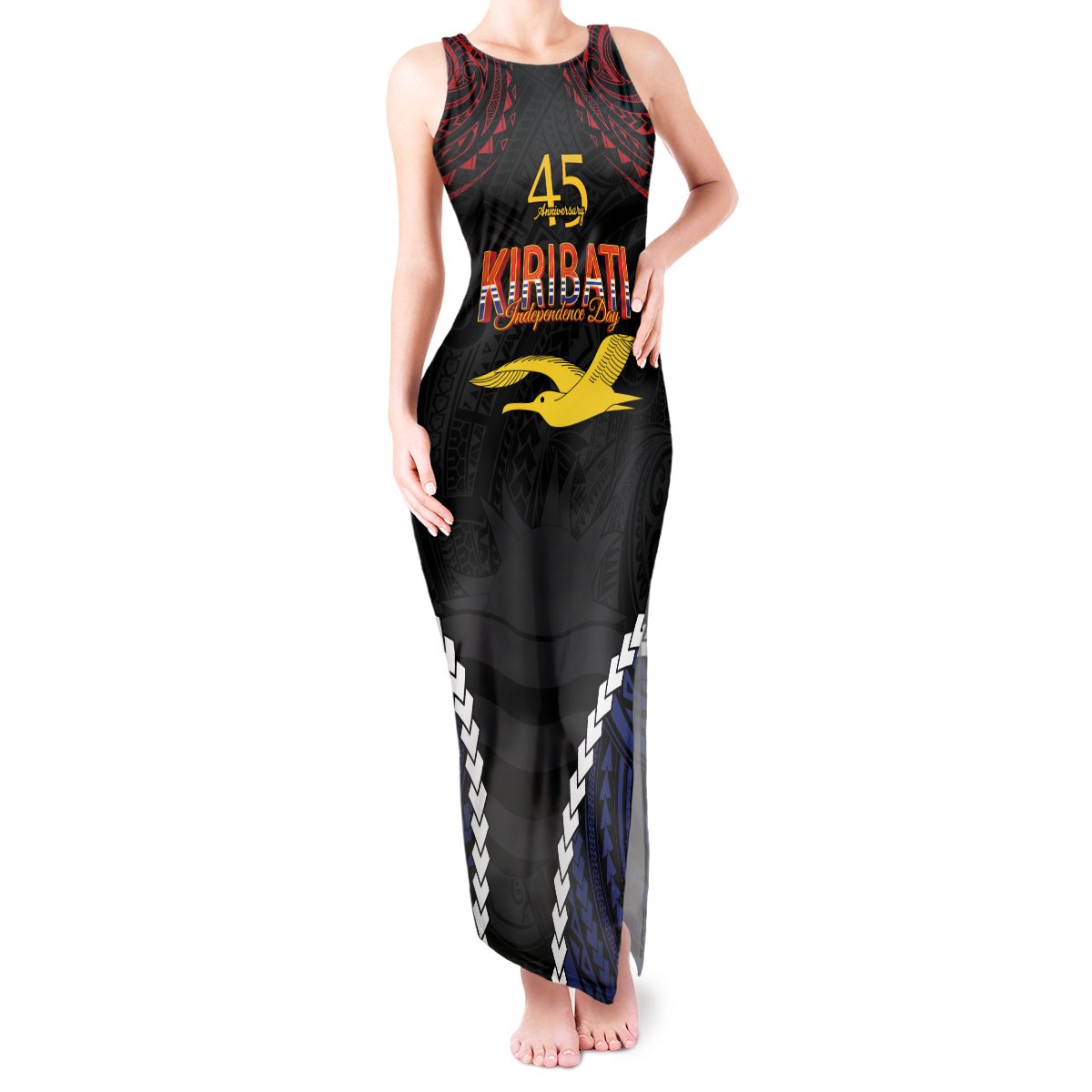Kiribati 45th Anniversary Independence Day Tank Maxi Dress Since 1979 LT9 Women Black - Polynesian Pride