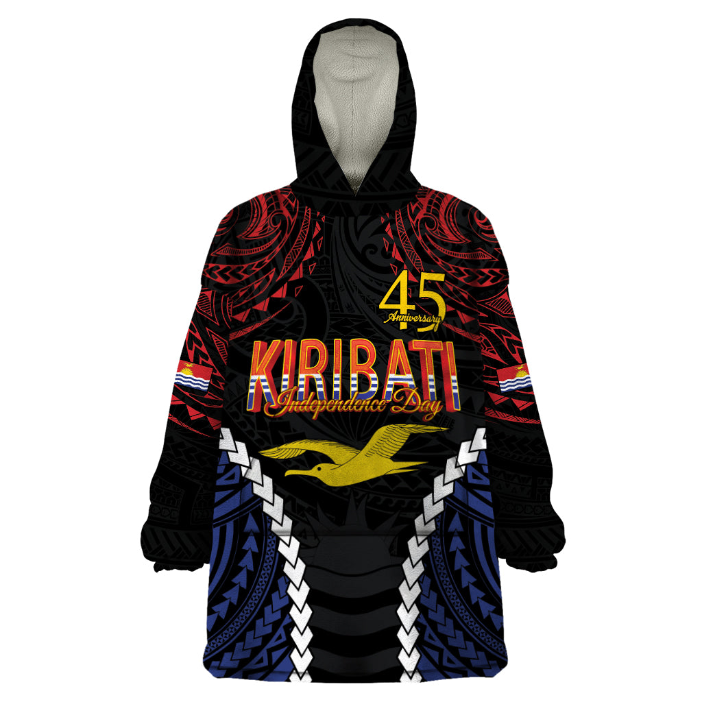Kiribati 45th Anniversary Independence Day Wearable Blanket Hoodie Since 1979 LT9 One Size Black - Polynesian Pride