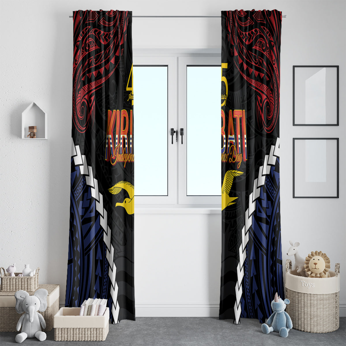 Kiribati 45th Anniversary Independence Day Window Curtain Since 1979 LT9 - Polynesian Pride