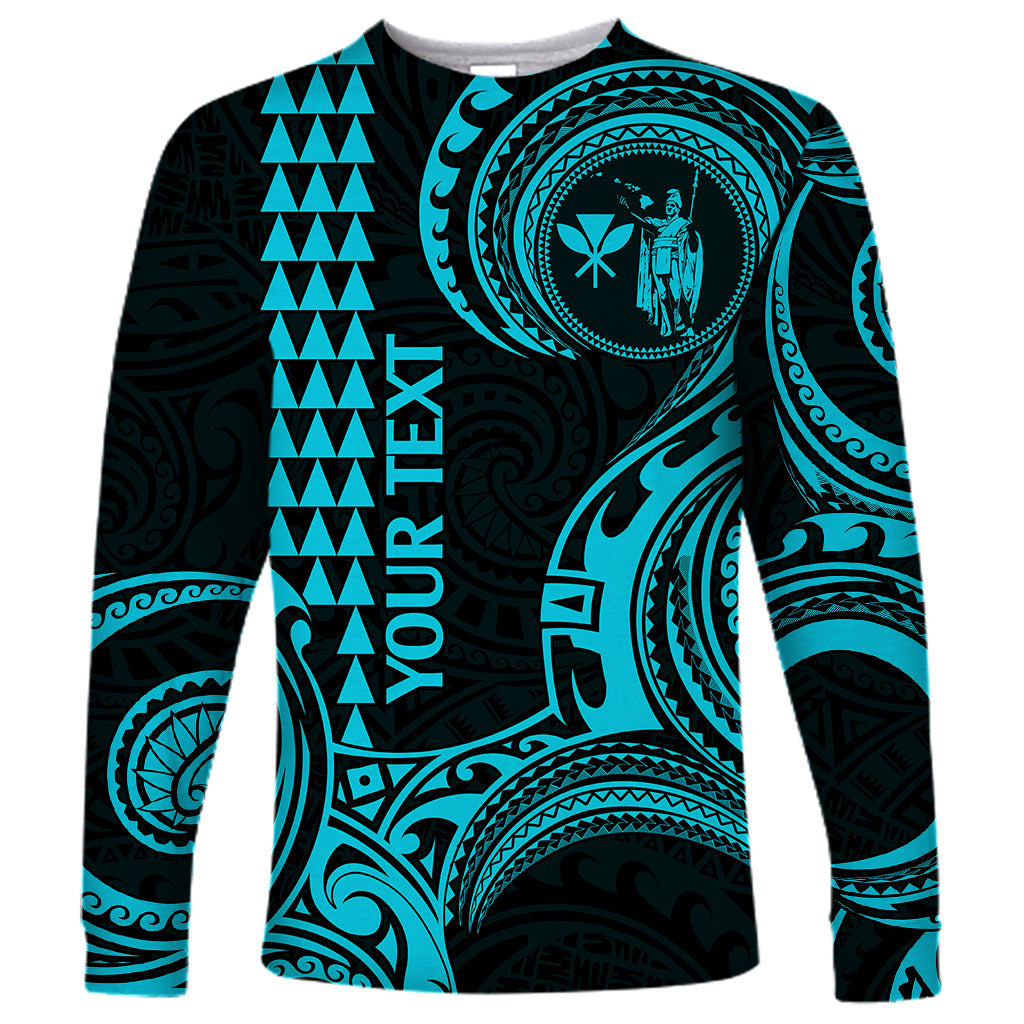 Custom King Kamehameha Day Hawaii Long Sleeve Shirt Paradise of the Pacific Tribal Kakau - Aqua LT9 Unisex Aqua - Polynesian Pride