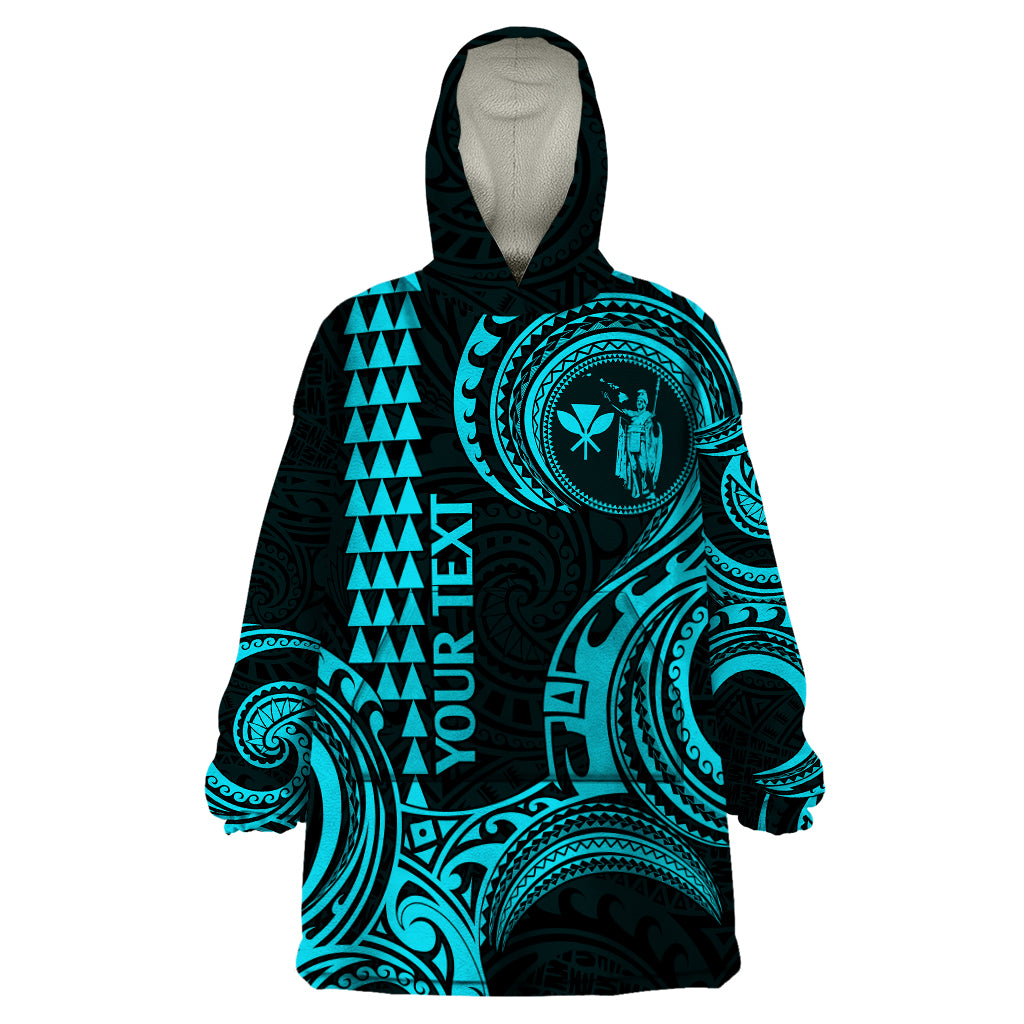 Custom King Kamehameha Day Hawaii Wearable Blanket Hoodie Paradise of the Pacific Tribal Kakau - Aqua LT9 One Size Aqua - Polynesian Pride