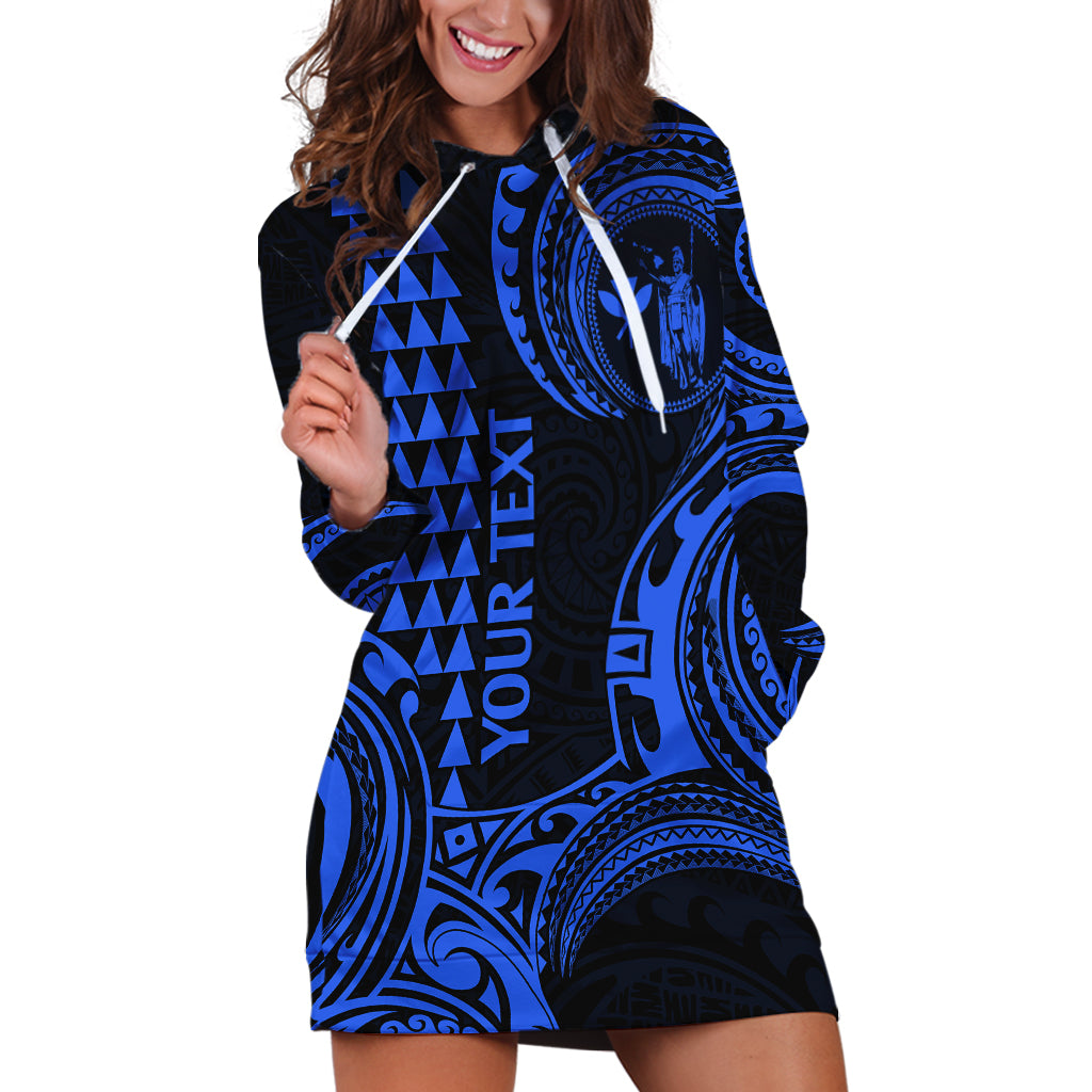 Custom King Kamehameha Day Hawaii Hoodie Dress Paradise of the Pacific Tribal Kakau - Blue LT9 Blue - Polynesian Pride