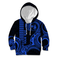 Custom King Kamehameha Day Hawaii Kid Hoodie Paradise of the Pacific Tribal Kakau - Blue LT9 Blue - Polynesian Pride
