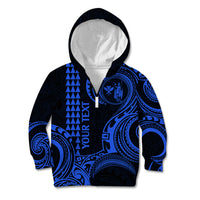 Custom King Kamehameha Day Hawaii Kid Hoodie Paradise of the Pacific Tribal Kakau - Blue LT9 - Polynesian Pride