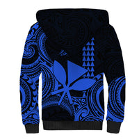 Custom King Kamehameha Day Hawaii Sherpa Hoodie Paradise of the Pacific Tribal Kakau - Blue LT9 - Polynesian Pride