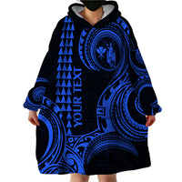 Custom King Kamehameha Day Hawaii Wearable Blanket Hoodie Paradise of the Pacific Tribal Kakau - Blue LT9 - Polynesian Pride