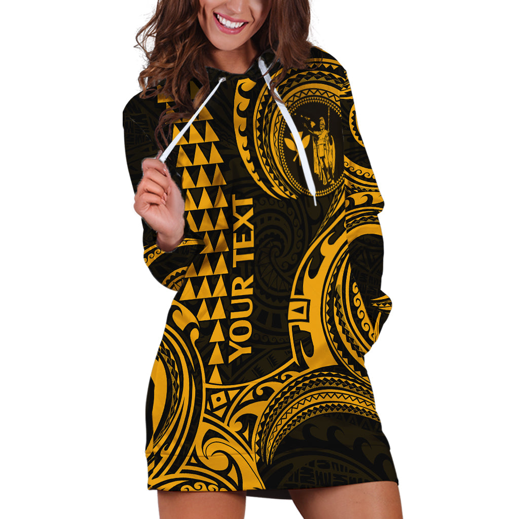 Custom King Kamehameha Day Hawaii Hoodie Dress Paradise of the Pacific Tribal Kakau - Gold LT9 Gold - Polynesian Pride