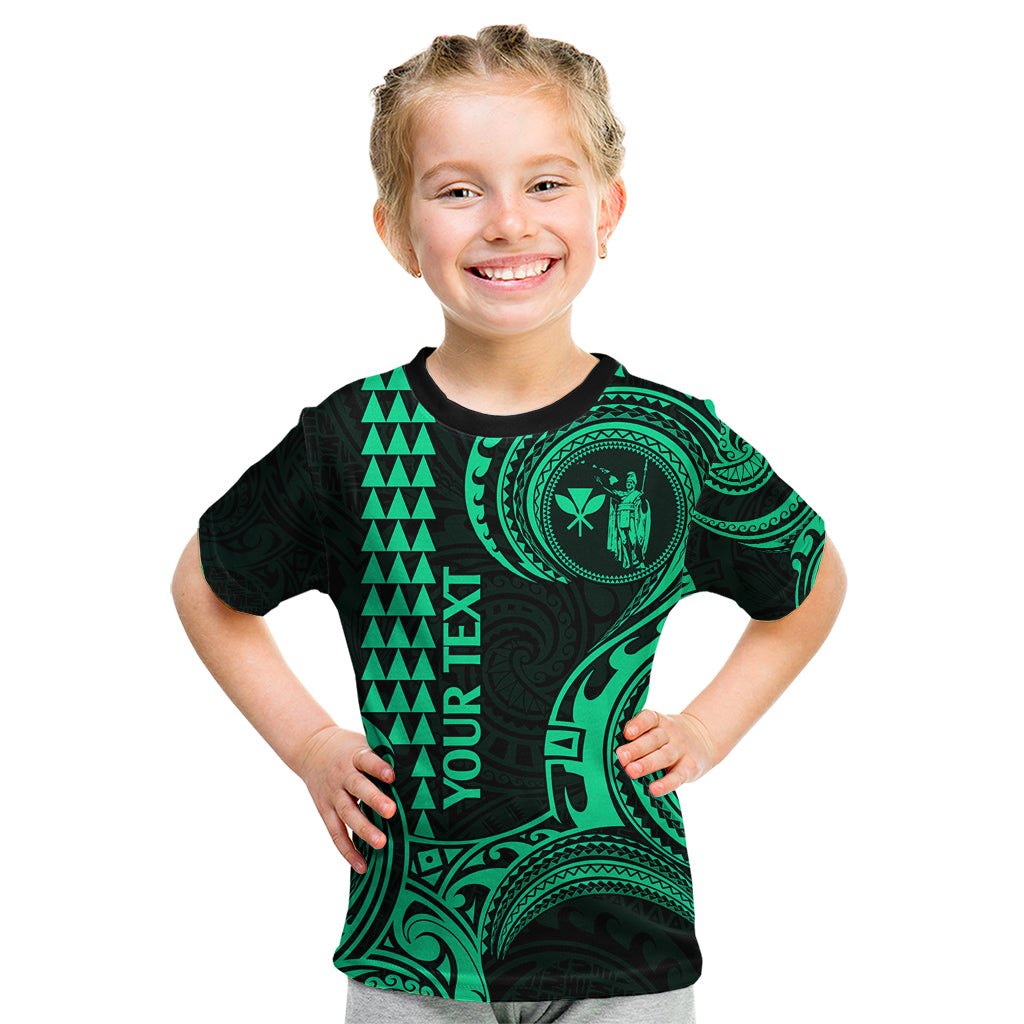 Custom King Kamehameha Day Hawaii Kid T Shirt Paradise of the Pacific Tribal Kakau - Green LT9 Green - Polynesian Pride