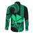Custom King Kamehameha Day Hawaii Long Sleeve Button Shirt Paradise of the Pacific Tribal Kakau - Green LT9 - Polynesian Pride