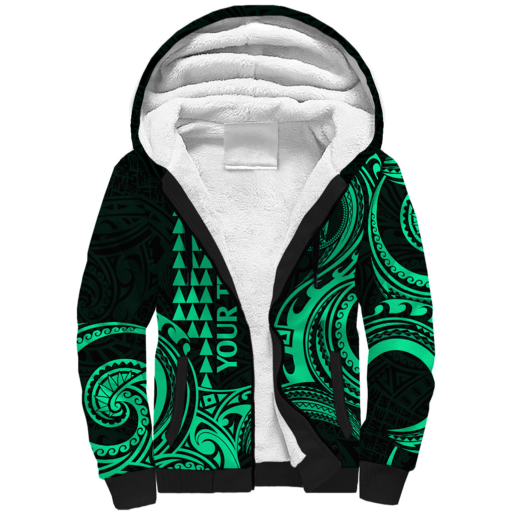 Custom King Kamehameha Day Hawaii Sherpa Hoodie Paradise of the Pacific Tribal Kakau - Green LT9 Unisex Green - Polynesian Pride