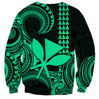 Custom King Kamehameha Day Hawaii Sweatshirt Paradise of the Pacific Tribal Kakau - Green LT9 - Polynesian Pride
