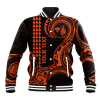 Custom King Kamehameha Day Hawaii Baseball Jacket Paradise of the Pacific Tribal Kakau - Orange LT9 Unisex Orange - Polynesian Pride