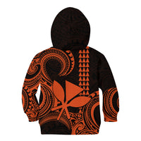 Custom King Kamehameha Day Hawaii Kid Hoodie Paradise of the Pacific Tribal Kakau - Orange LT9 - Polynesian Pride