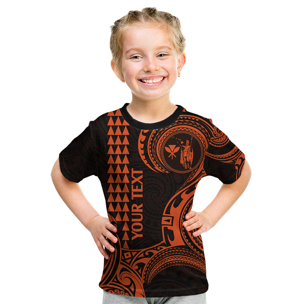 Custom King Kamehameha Day Hawaii Kid T Shirt Paradise of the Pacific Tribal Kakau - Orange LT9 Orange - Polynesian Pride