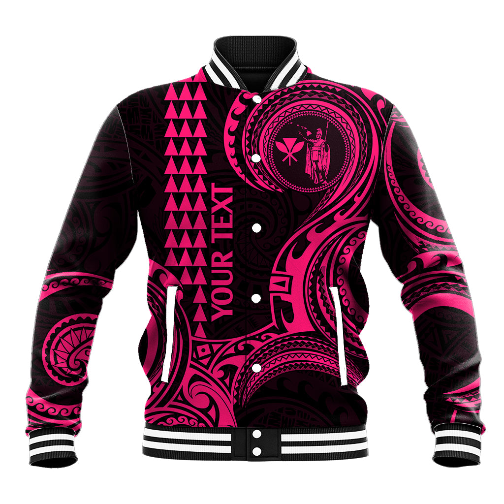 Custom King Kamehameha Day Hawaii Baseball Jacket Paradise of the Pacific Tribal Kakau - Pink LT9 Unisex Pink - Polynesian Pride