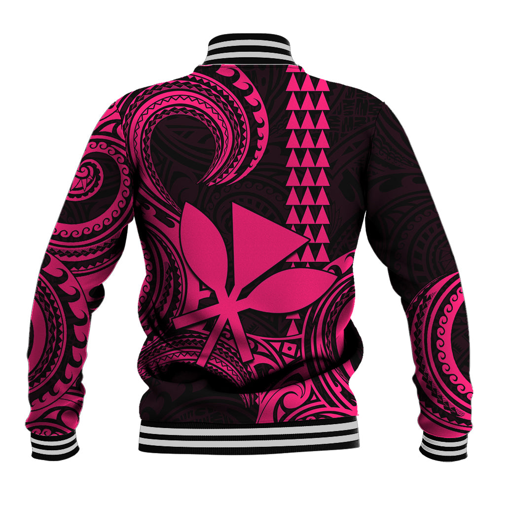 Custom King Kamehameha Day Hawaii Baseball Jacket Paradise of the Pacific Tribal Kakau - Pink LT9 - Polynesian Pride