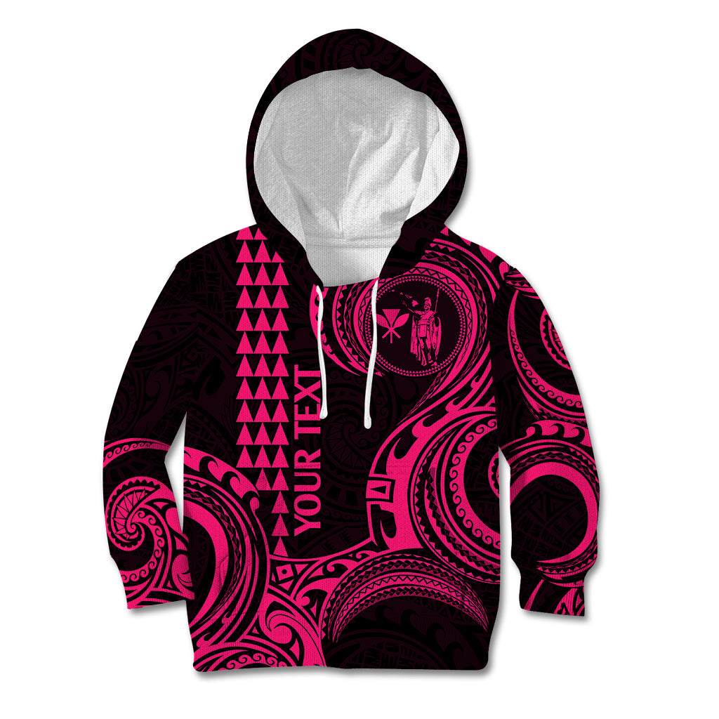 Custom King Kamehameha Day Hawaii Kid Hoodie Paradise of the Pacific Tribal Kakau - Pink LT9 Pink - Polynesian Pride