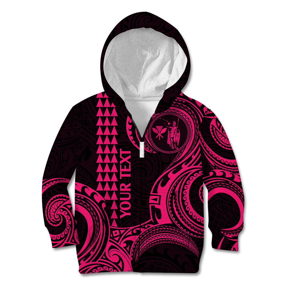 Custom King Kamehameha Day Hawaii Kid Hoodie Paradise of the Pacific Tribal Kakau - Pink LT9 - Polynesian Pride