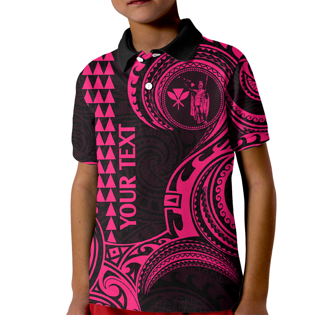 Custom King Kamehameha Day Hawaii Kid Polo Shirt Paradise of the Pacific Tribal Kakau - Pink LT9 Kid Pink - Polynesian Pride