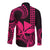 Custom King Kamehameha Day Hawaii Long Sleeve Button Shirt Paradise of the Pacific Tribal Kakau - Pink LT9 - Polynesian Pride