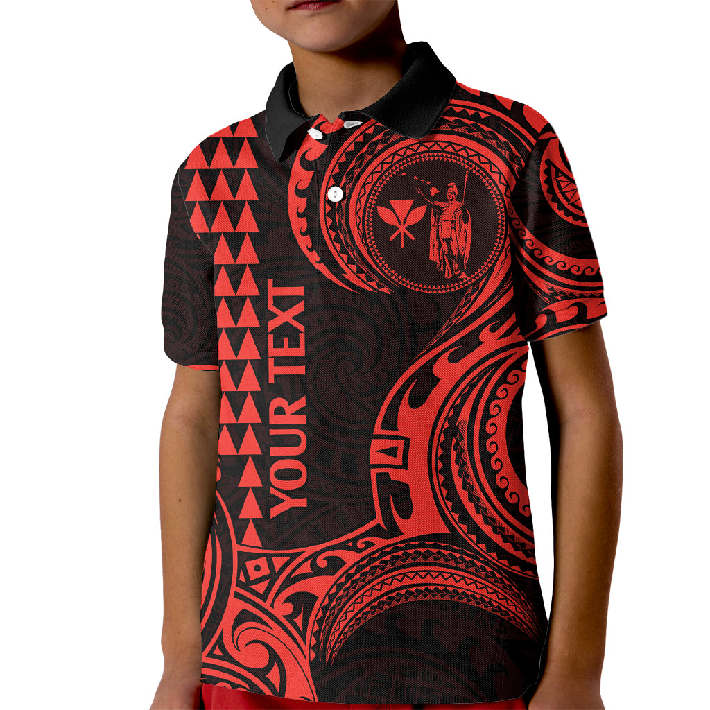 Custom King Kamehameha Day Hawaii Kid Polo Shirt Paradise of the Pacific Tribal Kakau - Red LT9 Kid Red - Polynesian Pride