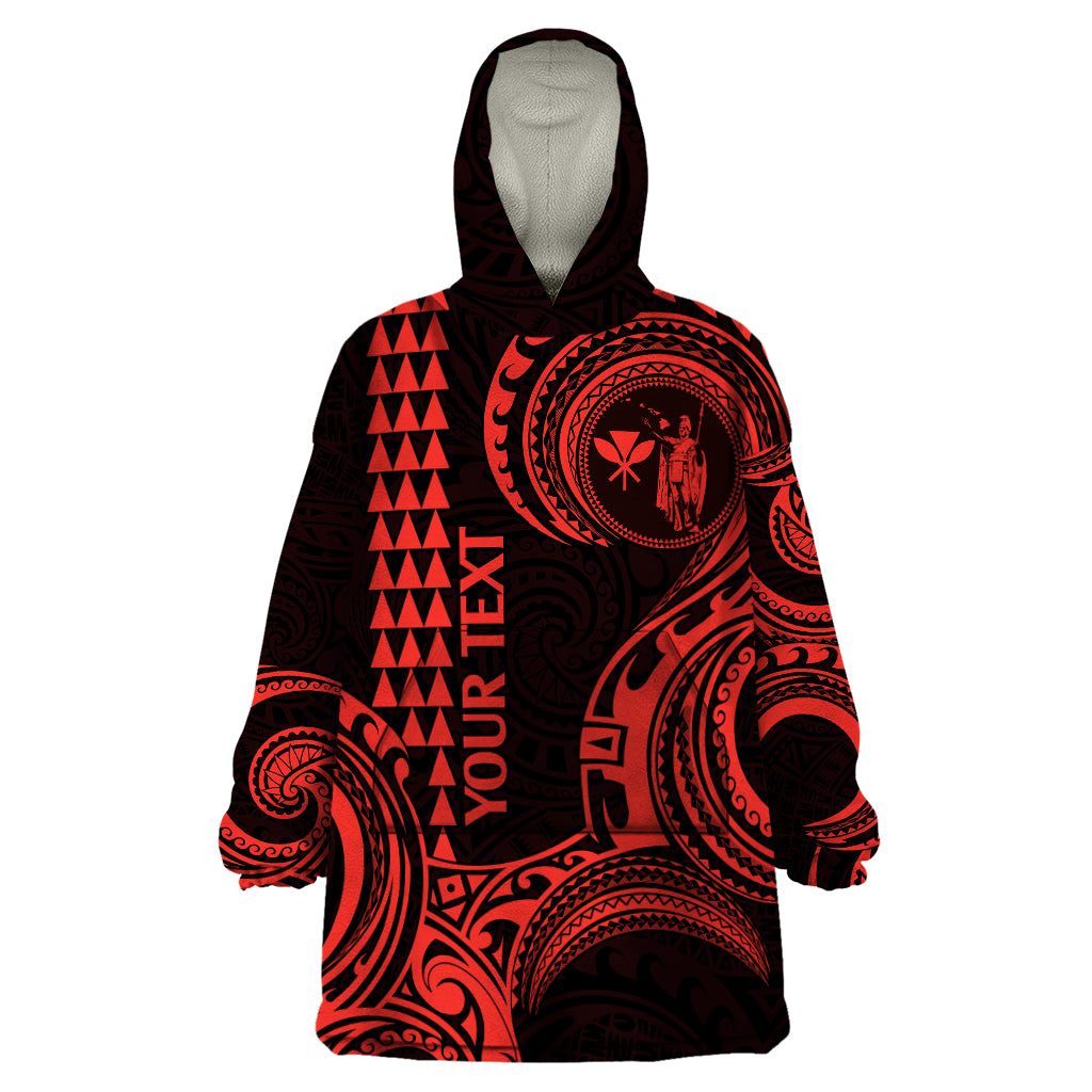 Custom King Kamehameha Day Hawaii Wearable Blanket Hoodie Paradise of the Pacific Tribal Kakau - Red LT9 One Size Red - Polynesian Pride