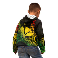 Custom King Kamehameha Day Hawaii Kid Hoodie Paradise of the Pacific Tribal Kakau - Reggae LT9 - Polynesian Pride