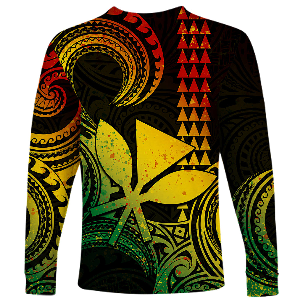 Custom King Kamehameha Day Hawaii Long Sleeve Shirt Paradise of the Pacific Tribal Kakau - Reggae LT9 - Polynesian Pride