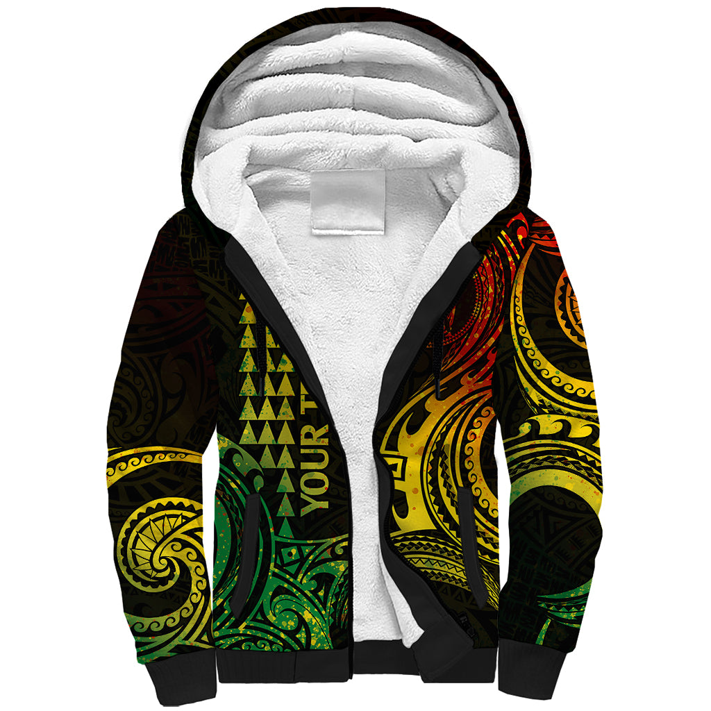 Custom King Kamehameha Day Hawaii Sherpa Hoodie Paradise of the Pacific Tribal Kakau - Reggae LT9 Unisex Reggae - Polynesian Pride