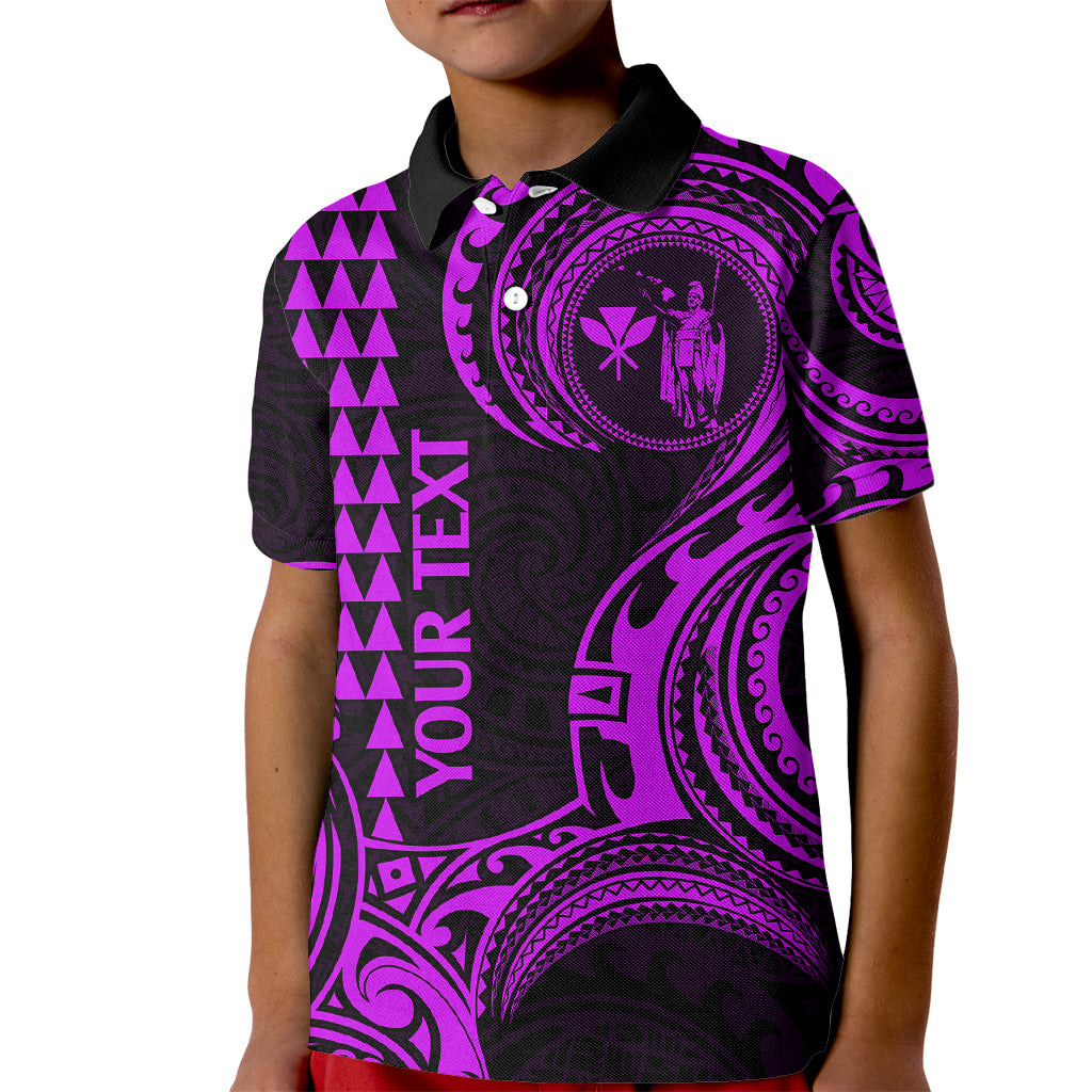 Custom King Kamehameha Day Hawaii Kid Polo Shirt Paradise of the Pacific Tribal Kakau - Purple LT9 Kid Purple - Polynesian Pride