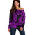 Custom King Kamehameha Day Hawaii Off Shoulder Sweater Paradise of the Pacific Tribal Kakau - Purple LT9 Women Purple - Polynesian Pride