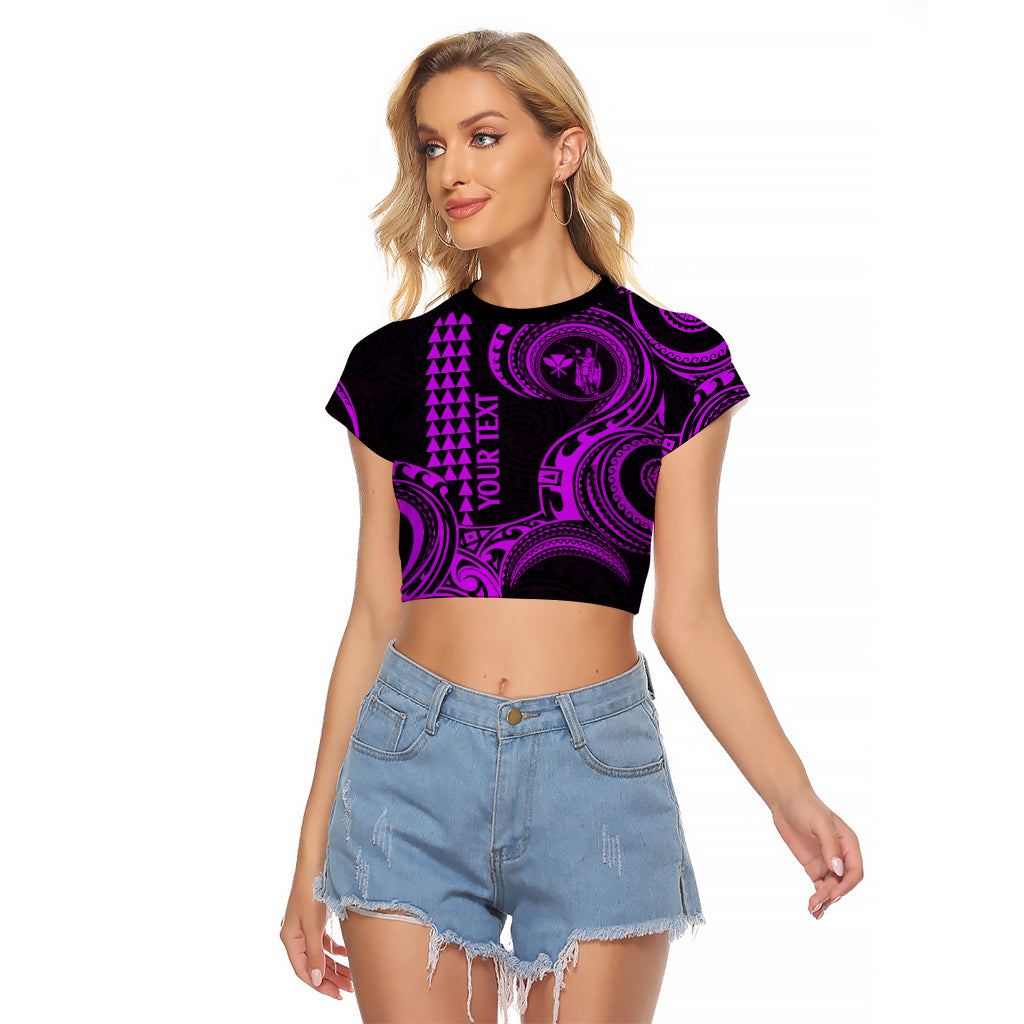 Custom King Kamehameha Day Hawaii Raglan Cropped T Shirt Paradise of the Pacific Tribal Kakau - Purple LT9 Female Purple - Polynesian Pride