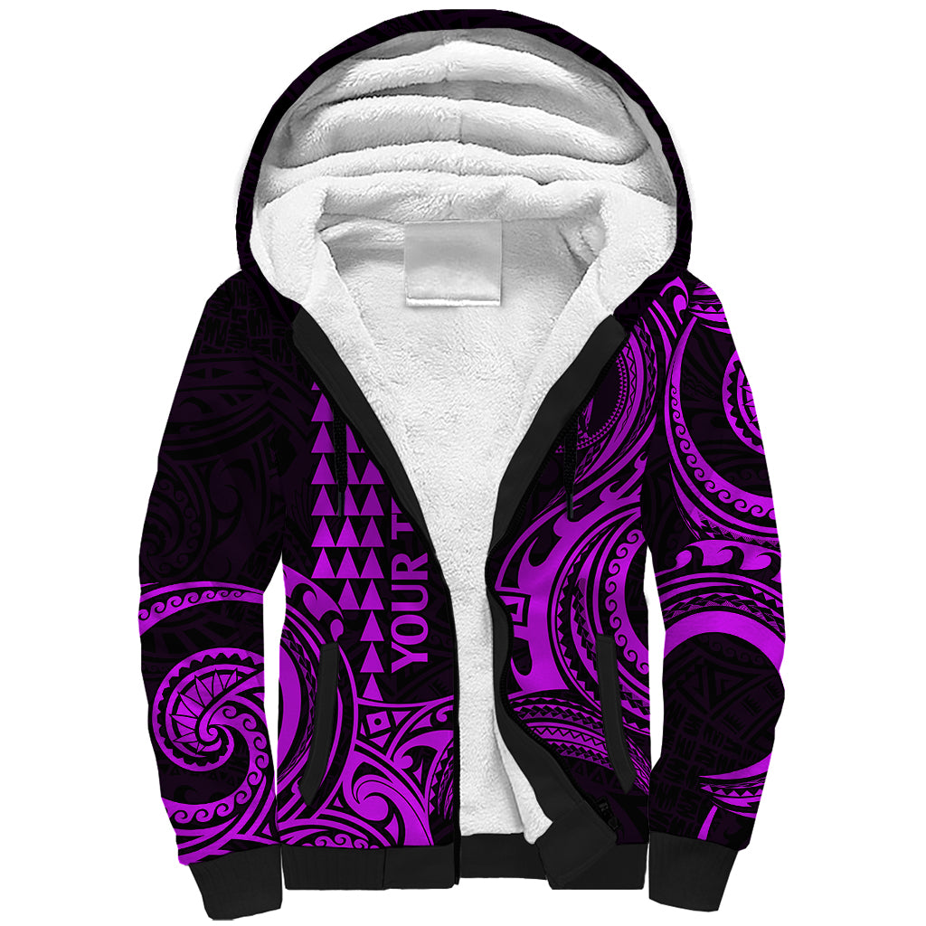 Custom King Kamehameha Day Hawaii Sherpa Hoodie Paradise of the Pacific Tribal Kakau - Purple LT9 Unisex Purple - Polynesian Pride