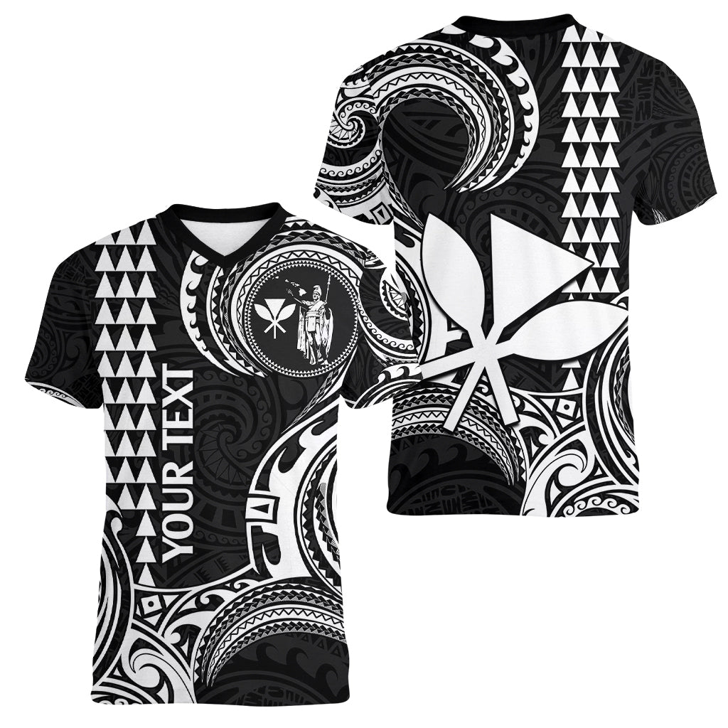 Custom King Kamehameha Day Hawaii Women V Neck T Shirt Paradise of the Pacific Tribal Kakau - White LT9 - Polynesian Pride