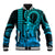 King Kamehameha Day Hawaii Baseball Jacket Paradise of the Pacific Tribal Kakau with Kanaka Maoli - Turquoise LT9 Unisex Aqua - Polynesian Pride