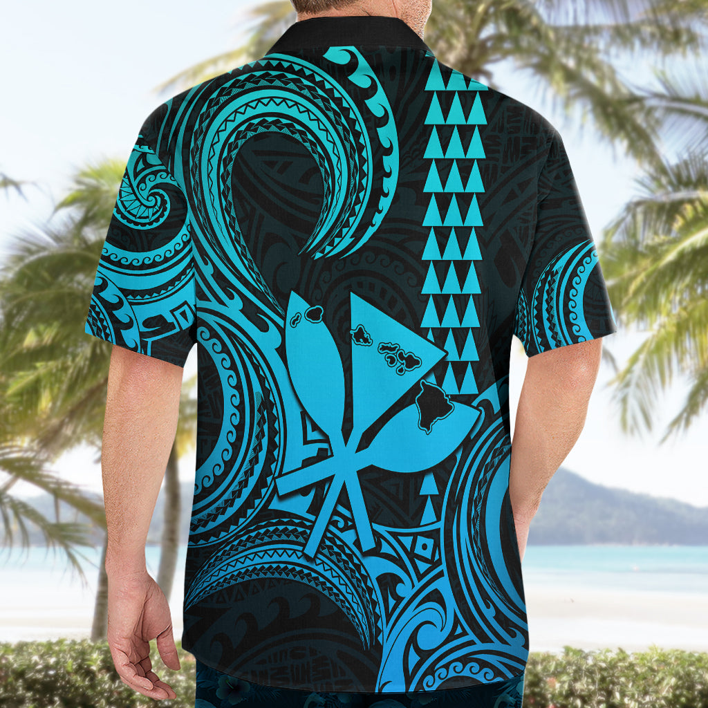 King Kamehameha Day Hawaii Hawaiian Shirt Paradise of the Pacific Tribal Kakau with Kanaka Maoli - Aqua LT9 - Polynesian Pride