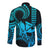 King Kamehameha Day Hawaii Long Sleeve Button Shirt Paradise of the Pacific Tribal Kakau with Kanaka Maoli - Aqua LT9 - Polynesian Pride