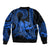 King Kamehameha Day Hawaii Bomber Jacket Paradise of the Pacific Tribal Kakau with Kanaka Maoli - Blue LT9 - Polynesian Pride