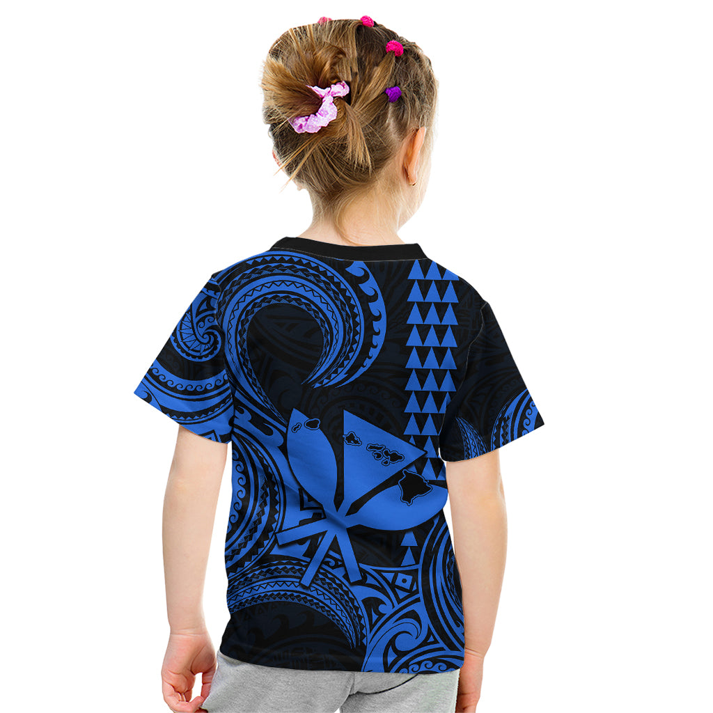 King Kamehameha Day Hawaii Kid T Shirt Paradise of the Pacific Tribal Kakau with Kanaka Maoli - Blue LT9 - Polynesian Pride