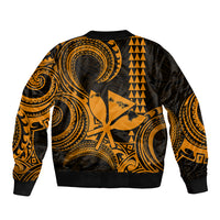 King Kamehameha Day Hawaii Bomber Jacket Paradise of the Pacific Tribal Kakau with Kanaka Maoli - Gold LT9 - Polynesian Pride