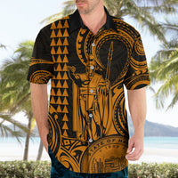 King Kamehameha Day Hawaii Hawaiian Shirt Paradise of the Pacific Tribal Kakau with Kanaka Maoli - Gold LT9 - Polynesian Pride