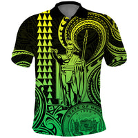 King Kamehameha Day Hawaii Polo Shirt Paradise of the Pacific Tribal Kakau with Kanaka Maoli Lime LT9 Lime - Polynesian Pride